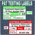 1040  PERSONALISED CONSECUTIVE NUMBERS PAT Test Labels 1000 PASS AND 40 FAIL