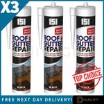 3 x BLACK ROOF GUTTER SEALANT LEAK ROOF REPAIR WATERPROOF EXPOSED SURFACES 450G