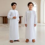 Abaya Kids Boys Kaftan Long Robe Arab Thoub Thobe Jubba Dishdasha Ramadan Islam