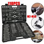 Tap and Die Set, 110-Piece Metric Size M2-M18 Bearing Steel for Cutting  Threads