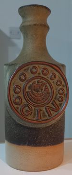 Tremar Stoneware Gin bottle 1970's Cornish studio pottery gin bottle  24cm tall