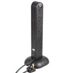 2m BLACK 10 Gang Way UK Mains Extension Tower Splitter with Cable [005804]