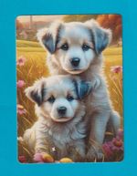 Beautiful Fluffy White Puppies - Modern Wide Linen Single Swap Playing Card