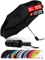 Repel Windproof Travel Umbrella Automatic Open Close Compact 9 Rib Black