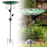 Outdoor Vintage Iron Bird Bath Feeder with Easy Clean Detachable Basin