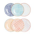 Hand-Printed Side Plates - 18cm - 6 Colours - Pack of 6