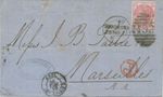 GB „498 / MANCHESTER“ very fine Duplex Postmark (Parmenter 4VODA3) to MARSEILLES