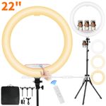 22" LED Ring Light Tripod Stand Selfie Studio Photography Dimmable Touch Panel