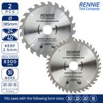 2 Pcs - 185mm x 24T & 40T TCT Circular Wood Saw Blade Bosch Makita Dewalt 184mm