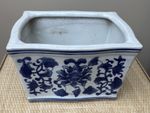 Vintage Ceramic Blue & White Bonsai Planter Pot Jardinière 26.5cm Crackle Glaze