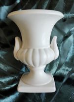 White Ceramic Urn Vase Classical Pedestal Planter With Handles