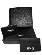 HUGO BOSS Men’s Leather Bifold Wallet | Coin Pocket | Black Gift Box