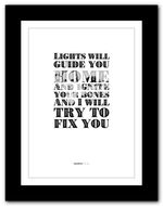 COLDPLAY ❤ Fix You - song lyrics poster art Limited Edition Print