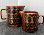 Hornsea Heirloom Set of 2 Brown/Black Glossy Ceramic Decorative Jugs Vintage 
