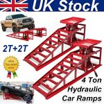 2 x Heavy Duty Metal Car Ramp Lift Height Adjustable 4Ton Hydraulic Jack Garage