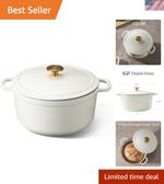 5QT Enameled Cast Iron Dutch Oven Pot with Lid, Heavy-Duty Dutch Oven for Sou...