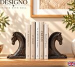 Cast Iron Horse Head Bookends Set Heavy Duty Rustic Brown Bookshelf Décor Gift