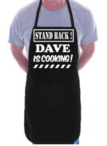 Stand Back Dave Is Cooking Any Name Personalised BBQ Apron Fathers Day Funny 