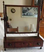 Antique Georgian Mahogany Swing Table Top Toilet Mirror with 3 Drawers
