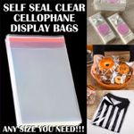 Clear Cellophane Cello Bags OPP Self Seal Packaging Display Cards Sweets Garment