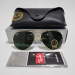 Ray-Ban RB3025 Aviator Sunglasses Gold Frame  Green Glass Lens 58mm UK Shipping