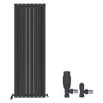 Radiator Vertical Designer Flat Double Angled Valve Anthracite Panel 1800x608mm