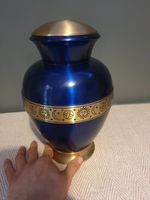 Blue Cremation Urns for Human Ashes - Adult Memorial Funeral Urn (Large) 