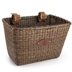 Bicycle Basket - Retro Design, Robust Bicycle Handlebar Basket with Wooden Ba...