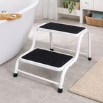 Caravan Double Step Stool Steel Non Slip Rubber Mobility Support Tread Safety