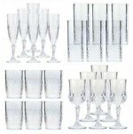 6 x VINTAGE CLEAR CRYSTAL EFFECT PLASTIC GLASSES DRINKING PICNIC GARDEN ACRYLIC