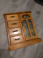 Vintage Wooden Jewellery Box Wardrobe Style Mirrored Floral Pattern