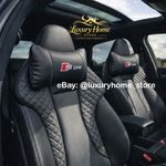 Audi S Line Car Headrest Neck Pillow | Black | Embroidered Logo | Audi Accessory