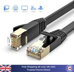 Cat7 Flat Ethernet Cable RJ45 LAN Patch Lead Gigabit Cat6 Cat5e Compatible 2-15m