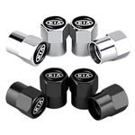 4PCS KIA WHEEL TYRE VALVE DUST CAPS WITH BLACK BADGE
