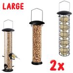 Metal Large Hanging Garden Wild Bird Peanut Fat Ball Seed Feeder (Set of 2)