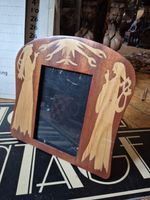 Vintage inlaid wooden arts nouveau style maiden Picture photo frame 