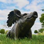 Stunning Large Flying Pig Garden Sculpture - Aluminium Outdoor Ornament