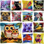 Cat Birds Tractor Latch Hook Kits Pillowcase Embroidery Cushion Cover Making Kit