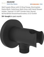 Wall Supply Elbow with O-Ring F, Electroplate Matte Black Solid G1/2 Outlet