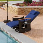 Push Back Reclining Chair Outdoor 360° Swivel Rattan Recliner Chair