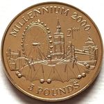 GIBRALTAR 5 POUNDS 1998, LONDON EYE - Millennium Dome-Millennium 2000, VIRENIUM