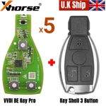 5x Xhorse VVDI BE Key Pro for Mercedes Benz+Smart Key Shell 3 Button for MB Tool