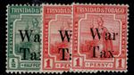 TRINIDAD & TOBAGO GV SG187 + 188 + 188b, 1918 T26 WAR TAX set, M MINT.