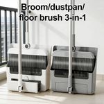 3-in-1 Foldable Broom Mop Dustpan Set 180° Rotating Non Stick Bristles Household