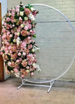 WeddingGeneral White Round Metal Mesh Wedding Arch Frame Moongate -200cm