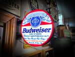 Budweiser Sign LED Light Box 12", 2-Sided Round Beer Sign, Man Cave Decor