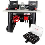 Excel Bench Top Router Table 240V With 12 Piece 1/2" Router Cutter Bit Set