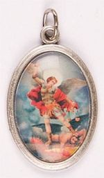 Saint St Michael Medal / Pendant Enamel Inlay 