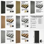Acoustic Slat Wall Panel Wood Veneer MDF Sound Proofing 2400x600mm 3D Wall Decor