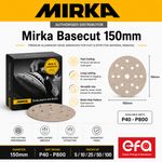 Mirka Basecut HookNLoop 150mm Sanding Discs 6" Abrasive - 5/10/25/50/100